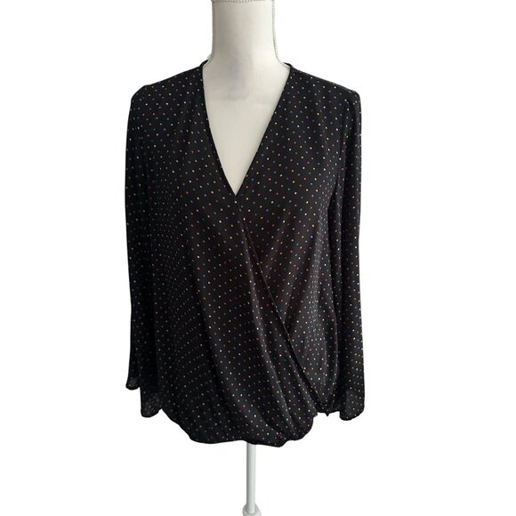 ANDREE BY UNIT Mulitcolor Polka Dot Long Sleeve Blouse Top Size Small - Picture 4 of 7